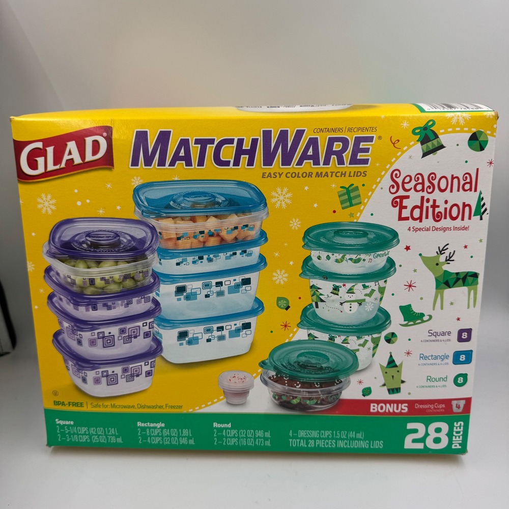 Glad MatchWare Food Storage Containers Unisex 28pc Multicolor Seasonal Holiday